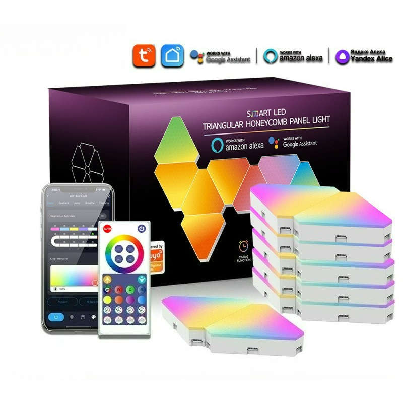 Alexa Compatible Bulb - Tuya WiFi RGB Triangle Quantum Panel