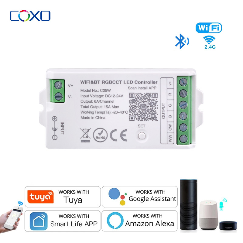 Alexa Compatible Bulb - DC12V-24V WiFi LED Controller Tuya Alexa
