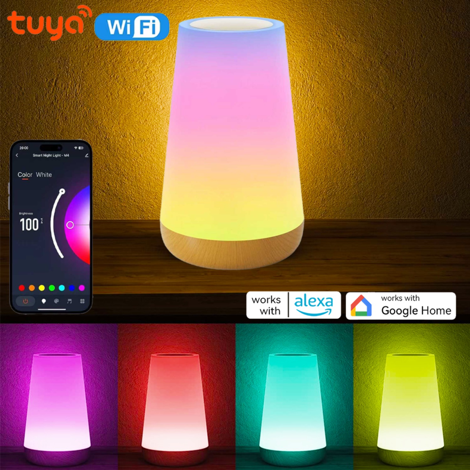 Alexa Compatible Bulb - USB Rechargeable Tuya WiFi Smart Table