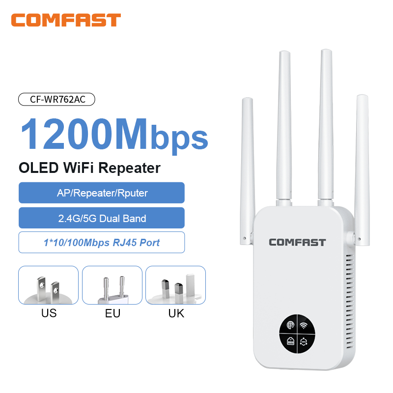 Smart Home Router - COMFAST 1200Mbps Wifi Repetidor Smart Screen