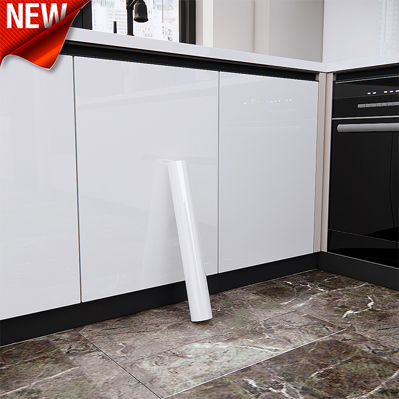 Smart Home Film - Glossy White Self-Adhesive Wallpaper Waterproof Oil-Proof