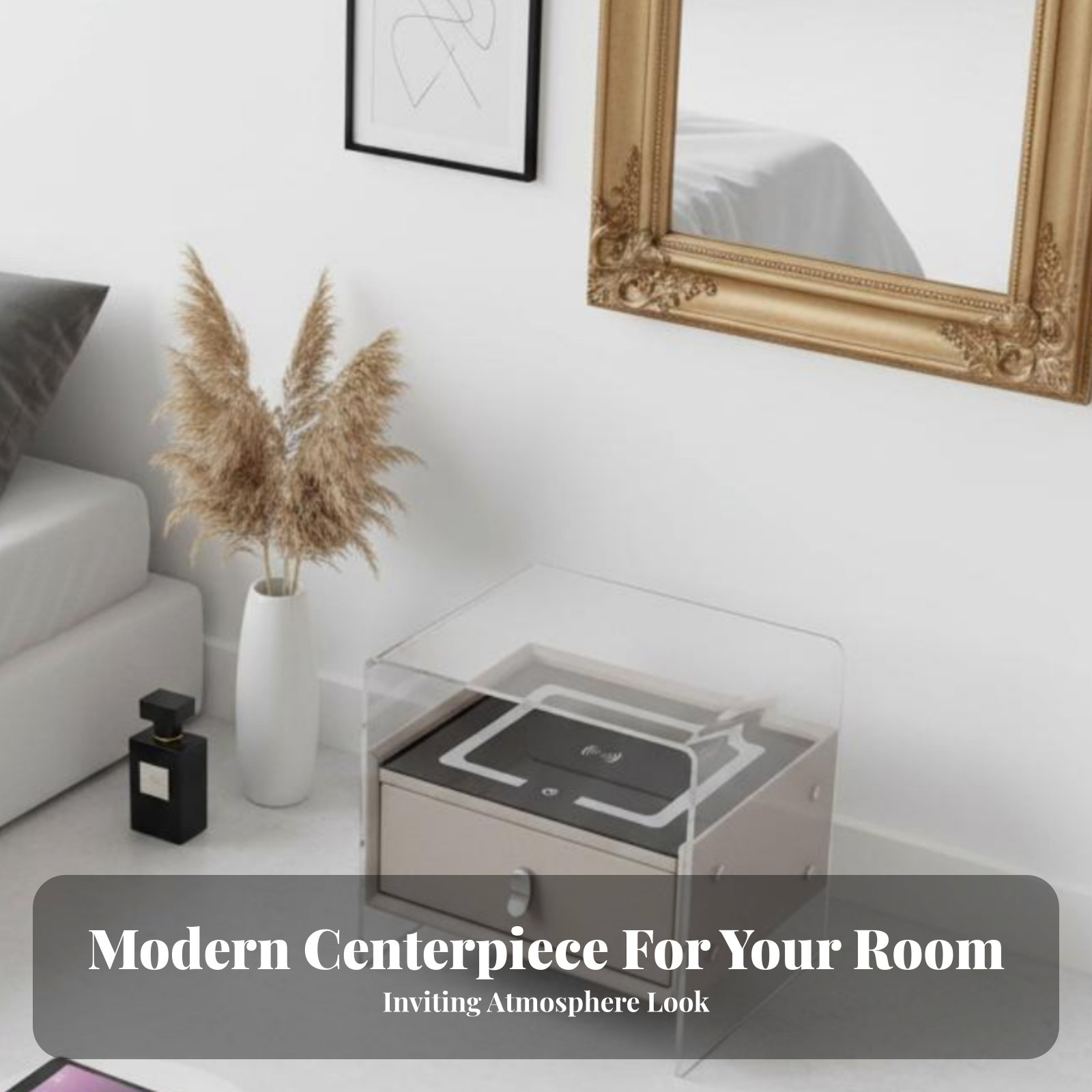 Smart Home Interior - Transparent Frame Smart Table Wireless Charging
