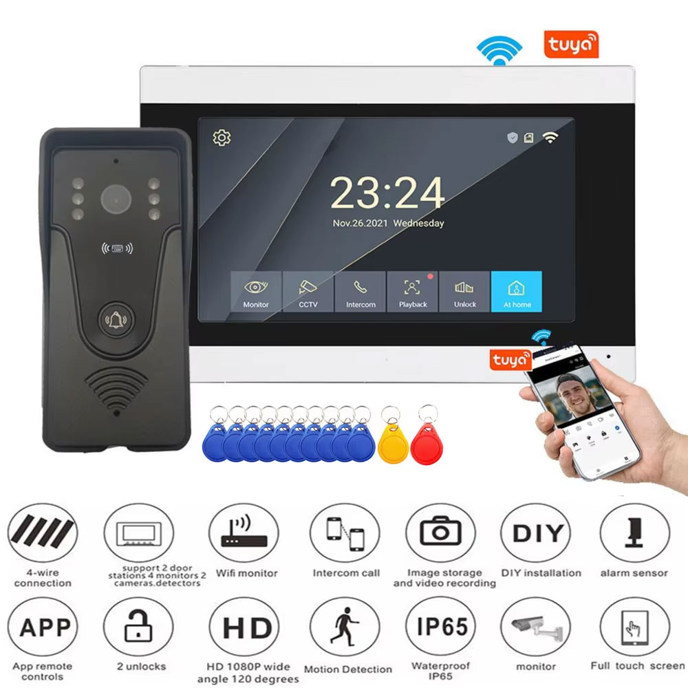 Smart Home Video Doorbell App - Tuya 1080P 7 Inch Color Touch