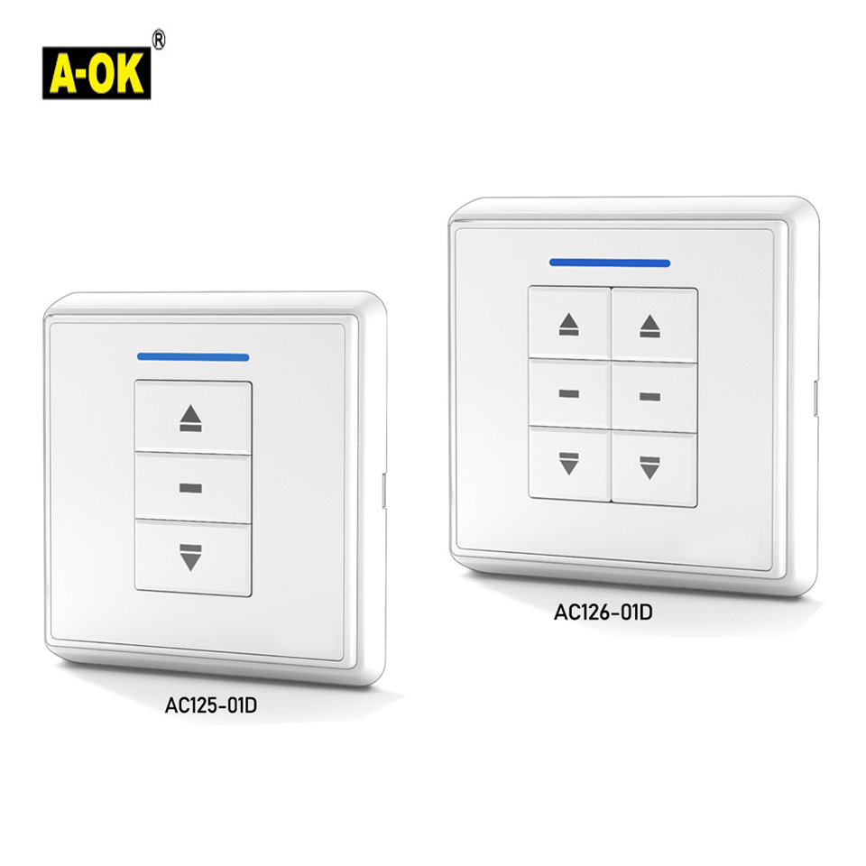 Curtain Motor - A-OK AC125-01/AC126-01 Single/Dual Wall Switch Panel,