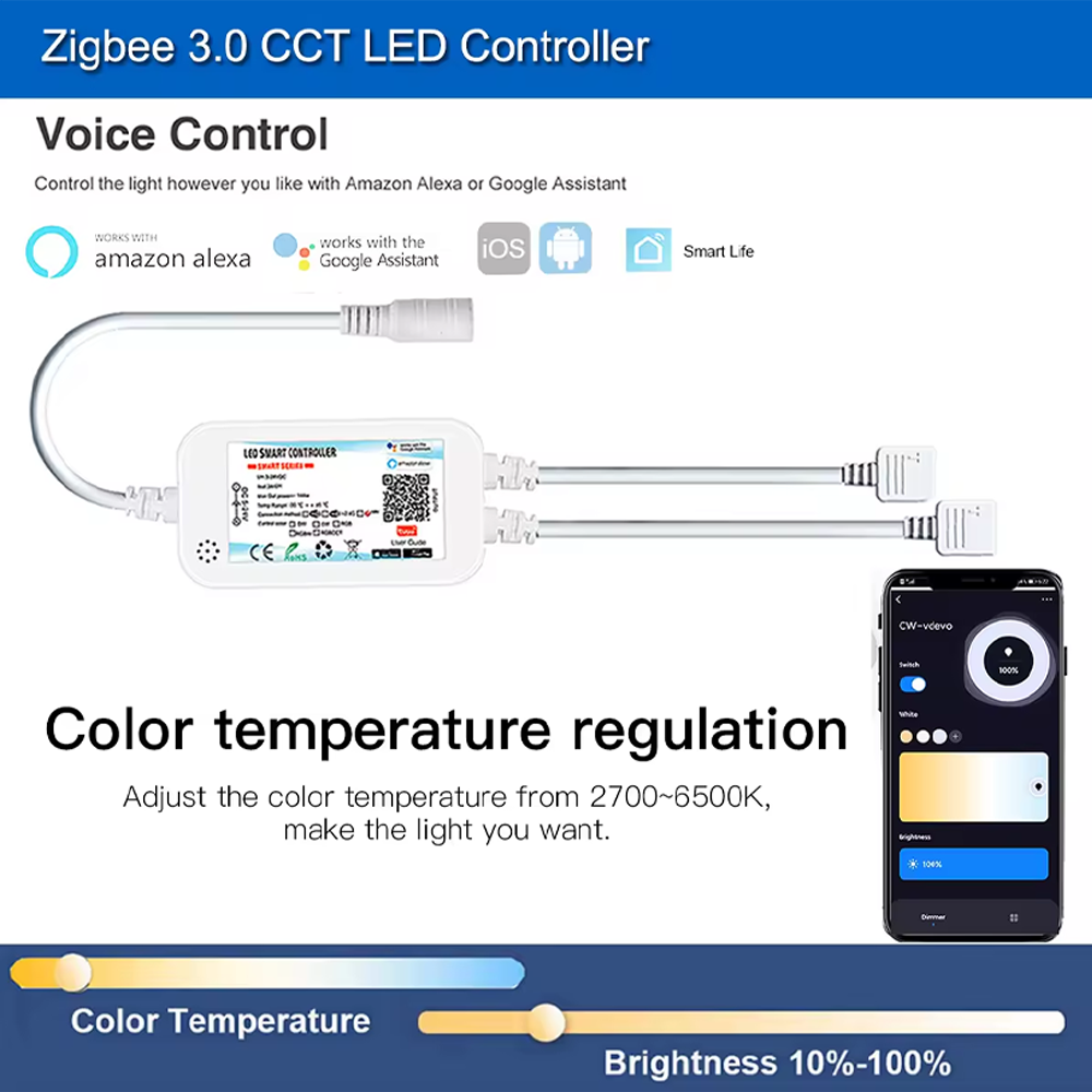 Tuya Zigbee 24V FCOB CCT LED L - Alexa Compatible Bulb recension och pris