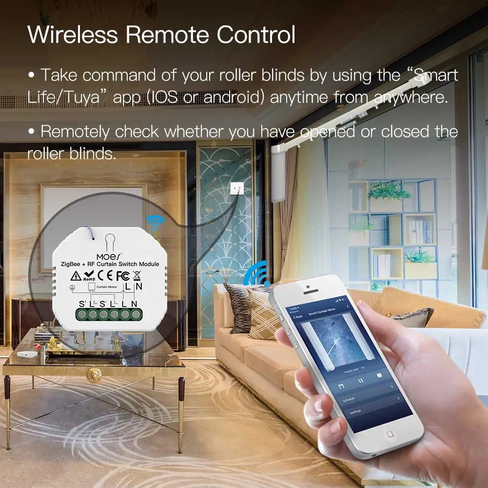 MOES ZigBee Smart RF433 Curtai - Curtain Motor recension och pris