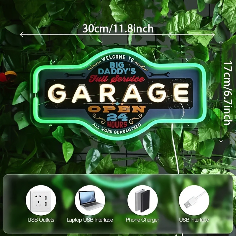 Retro Garage LED Neon Sign UV  - Smart Home Poster recension och pris