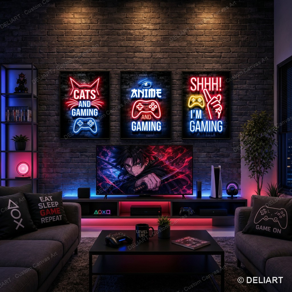 1 & 3 PCS Neon Gaming Quotes C - Smart Home Poster recension och pris