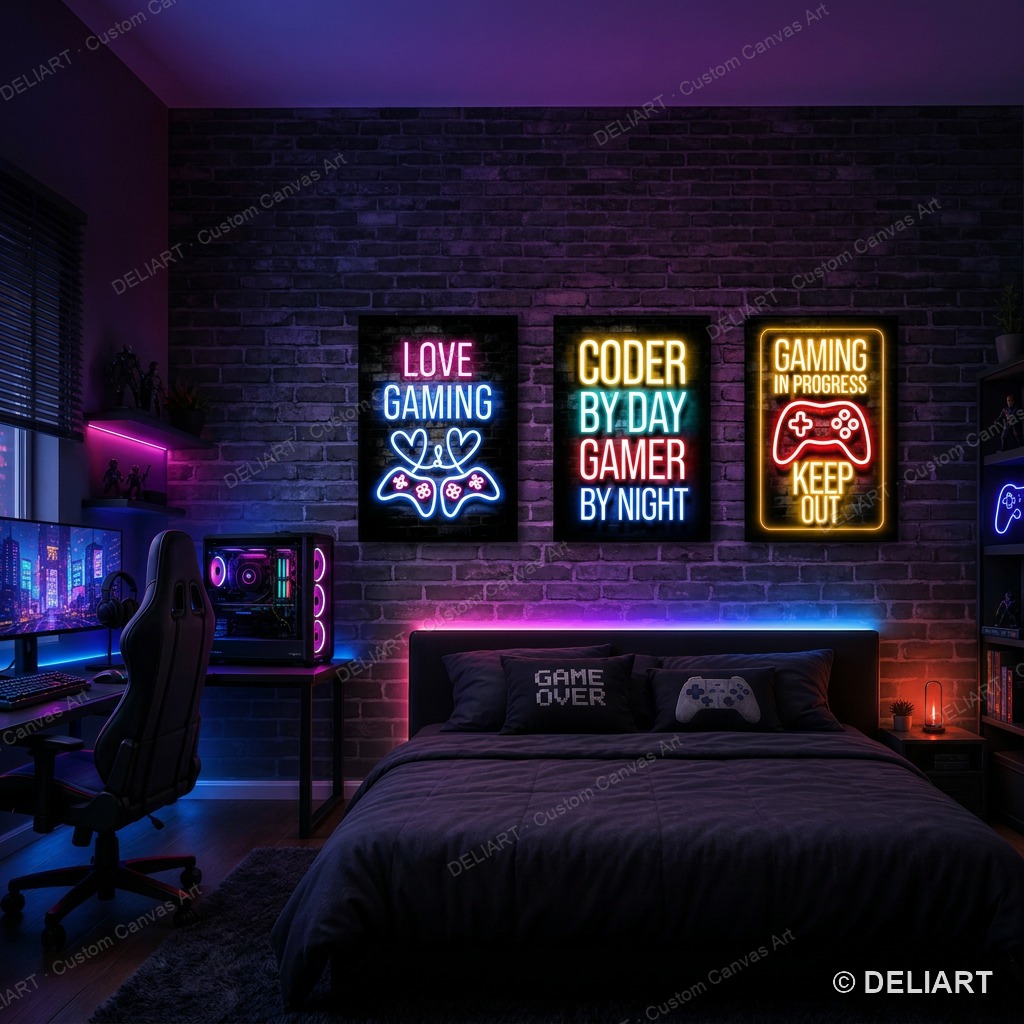 1 & 3 PCS Neon Gaming Quotes C - Smart Home Poster recension och pris