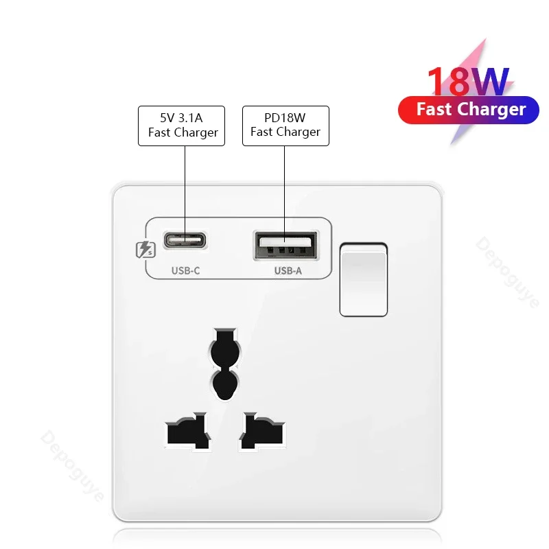Universal 5-pin Dual USB charg - Smart Wall Socket recension och pris