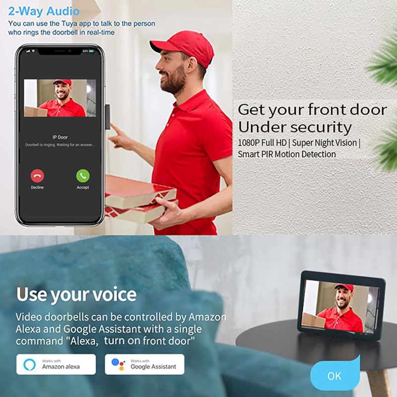 Tuya 1080P Wifi Video Doorbell - Smart Home Video Doorbell App recension och pris