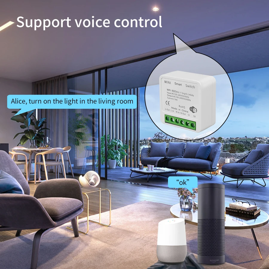 2 Way Mini DIY Smart Switch Tu - Smart Home Integration recension och pris